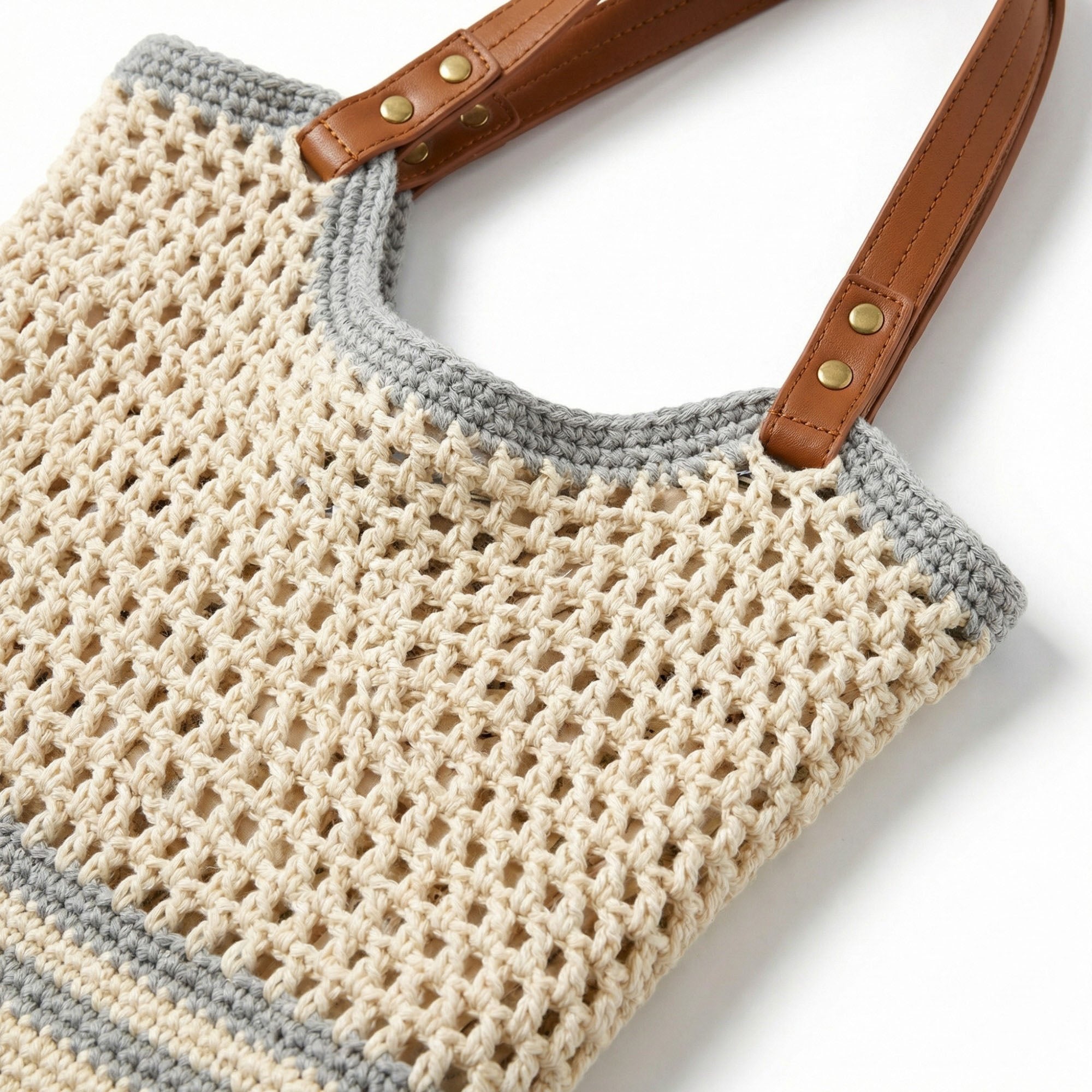 Anna-Kaci Women's Crochet Tote Bag Open Knit Design Dual Shoulder Straps Slouchy Structured Shape