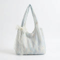 Anna-Kaci Women's Soft Shoulder Bag Floral Embroidery Lace Bow Detail Slouchy Hobo Silhouette