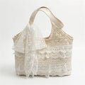Anna-Kaci Women Lace Shoulder Tote Bag with Bow Detail Soft Structured Handbag