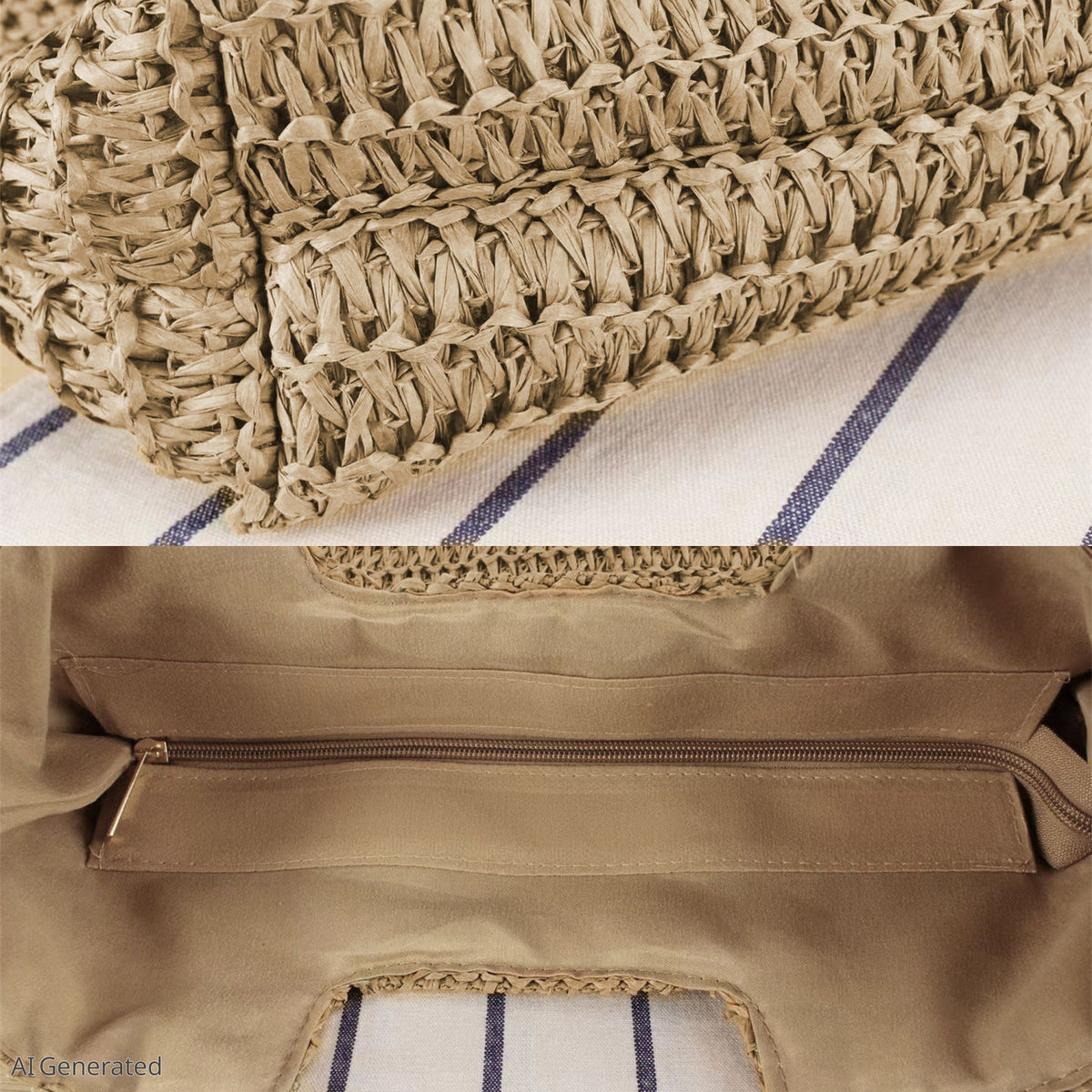 Bolso Tote de Rafia Tejida con Asas al Hombro, Ligero, de Punto de Ganchillo, para Uso Diario