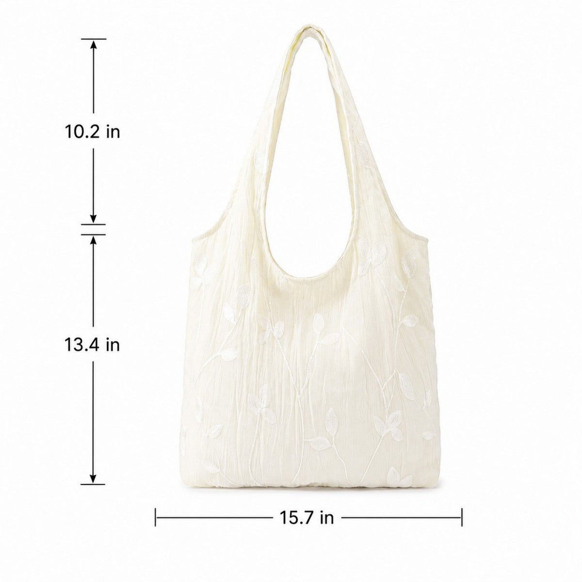 Bolso de hombro ligero y plegable bordado con hojas para uso diario para mujeres