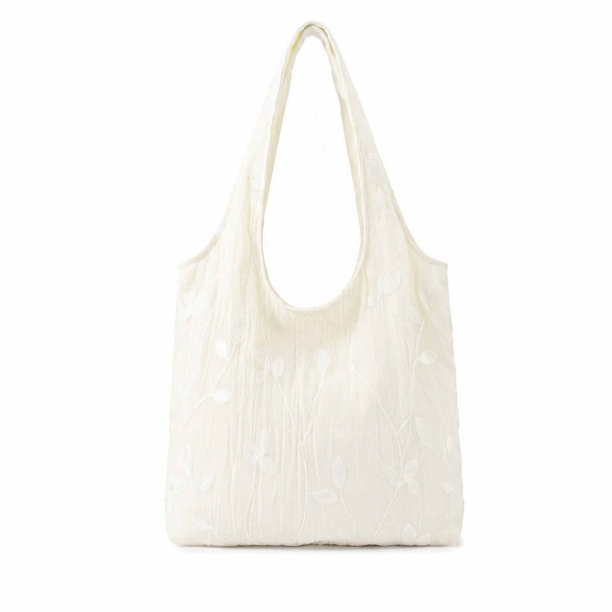 Bolso de hombro ligero y plegable bordado con hojas para uso diario para mujeres
