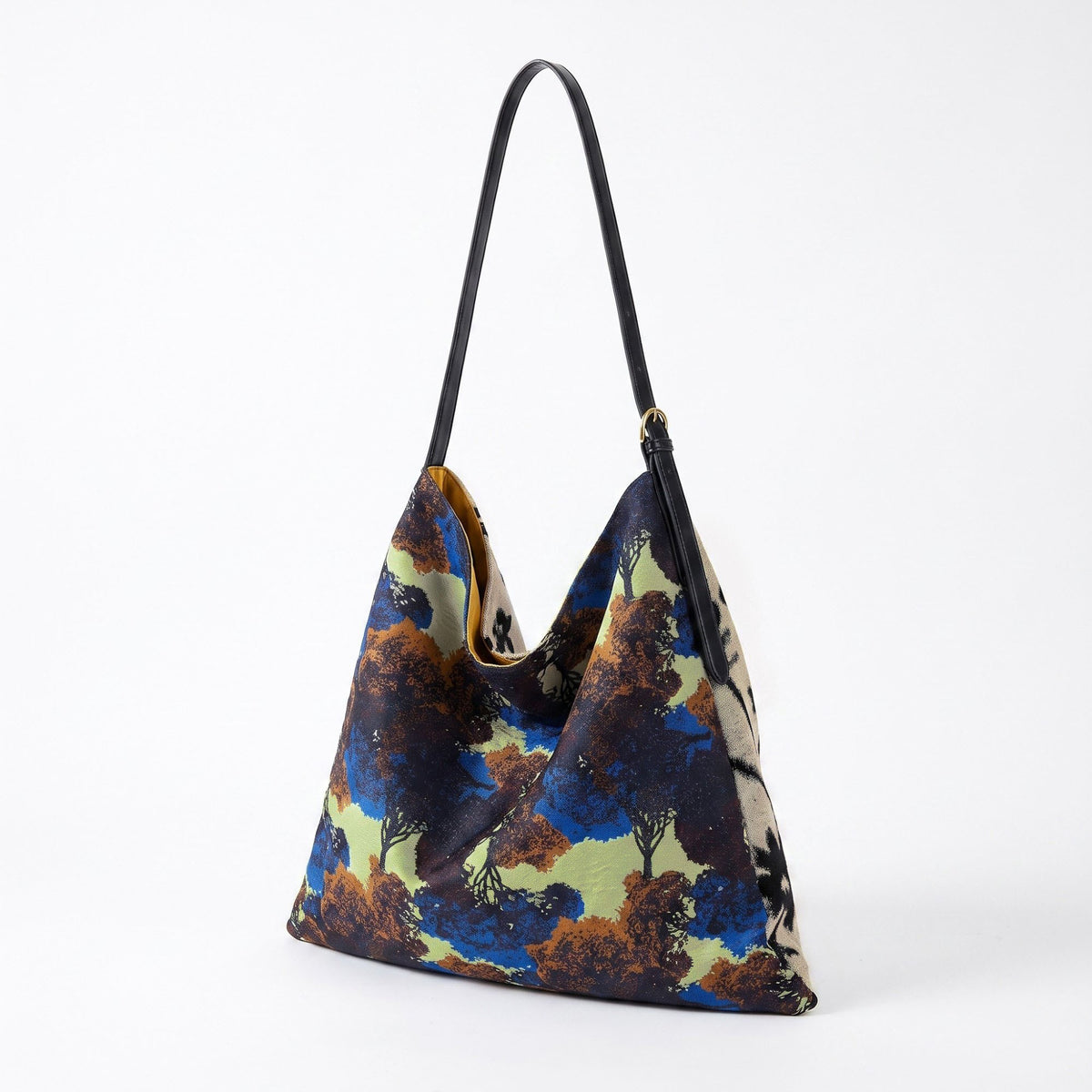 Oversized Printed Hobo Shoulder Bag with Adjustable Strap