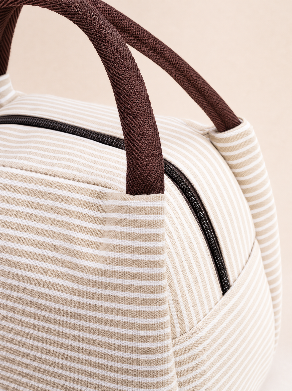 Bolsa de almuerzo a rayas con aislamiento, reutilizable, suave, para el trabajo, la escuela, picnic