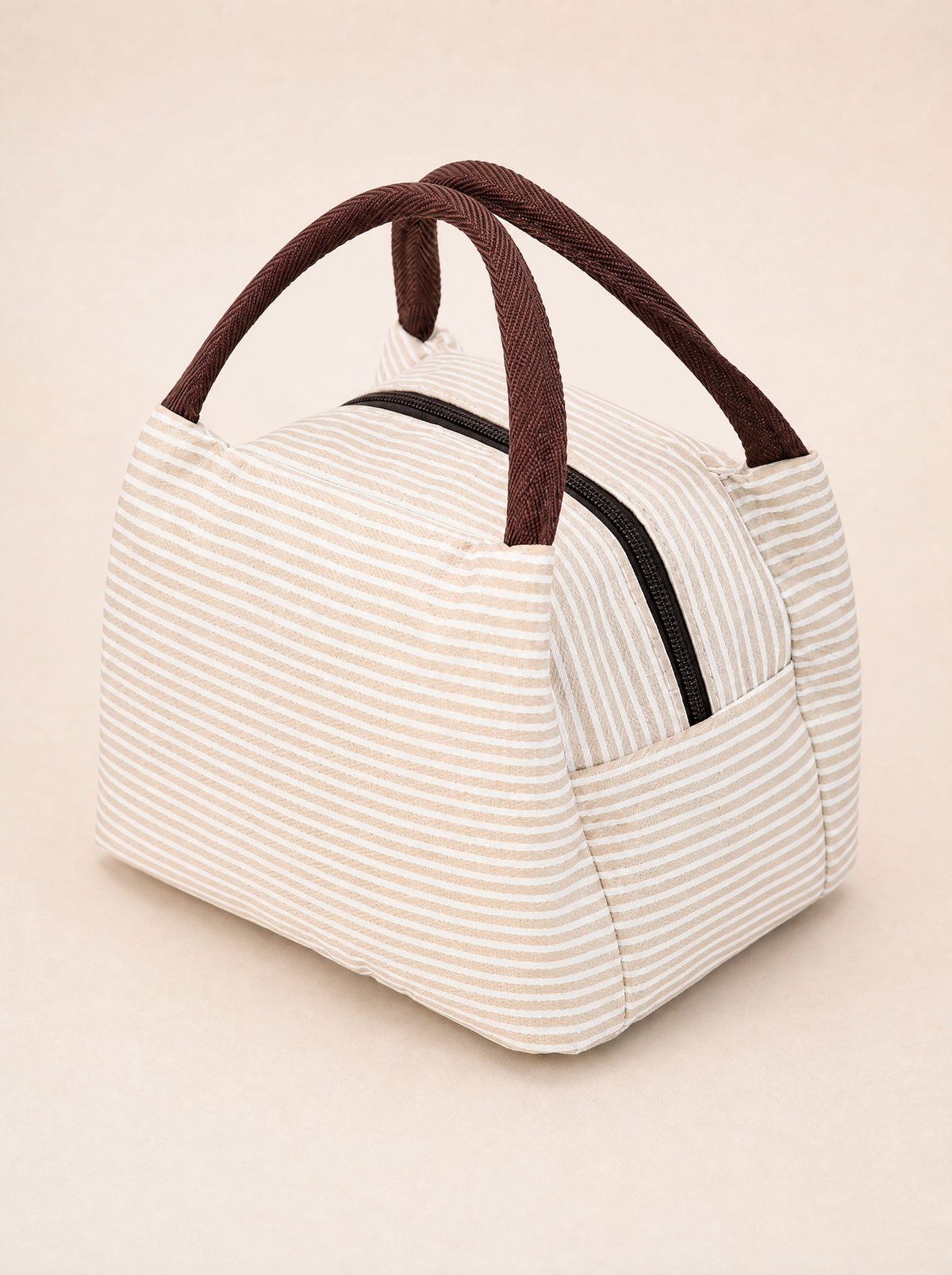 Bolsa de almuerzo a rayas con aislamiento, reutilizable, suave, para el trabajo, la escuela, picnic