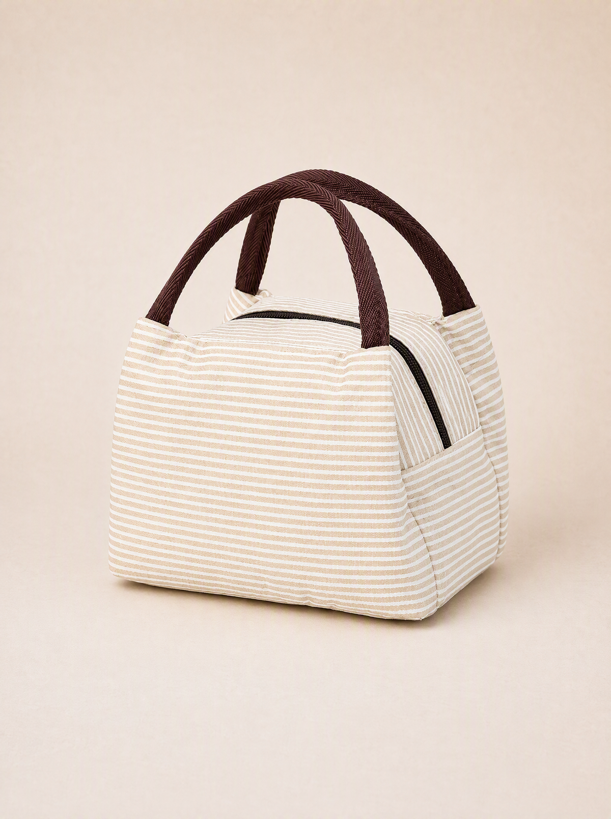 Bolsa de almuerzo a rayas con aislamiento, reutilizable, suave, para el trabajo, la escuela, picnic