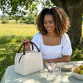 Bolsa de almuerzo a rayas con aislamiento, reutilizable, suave, para el trabajo, la escuela, picnic