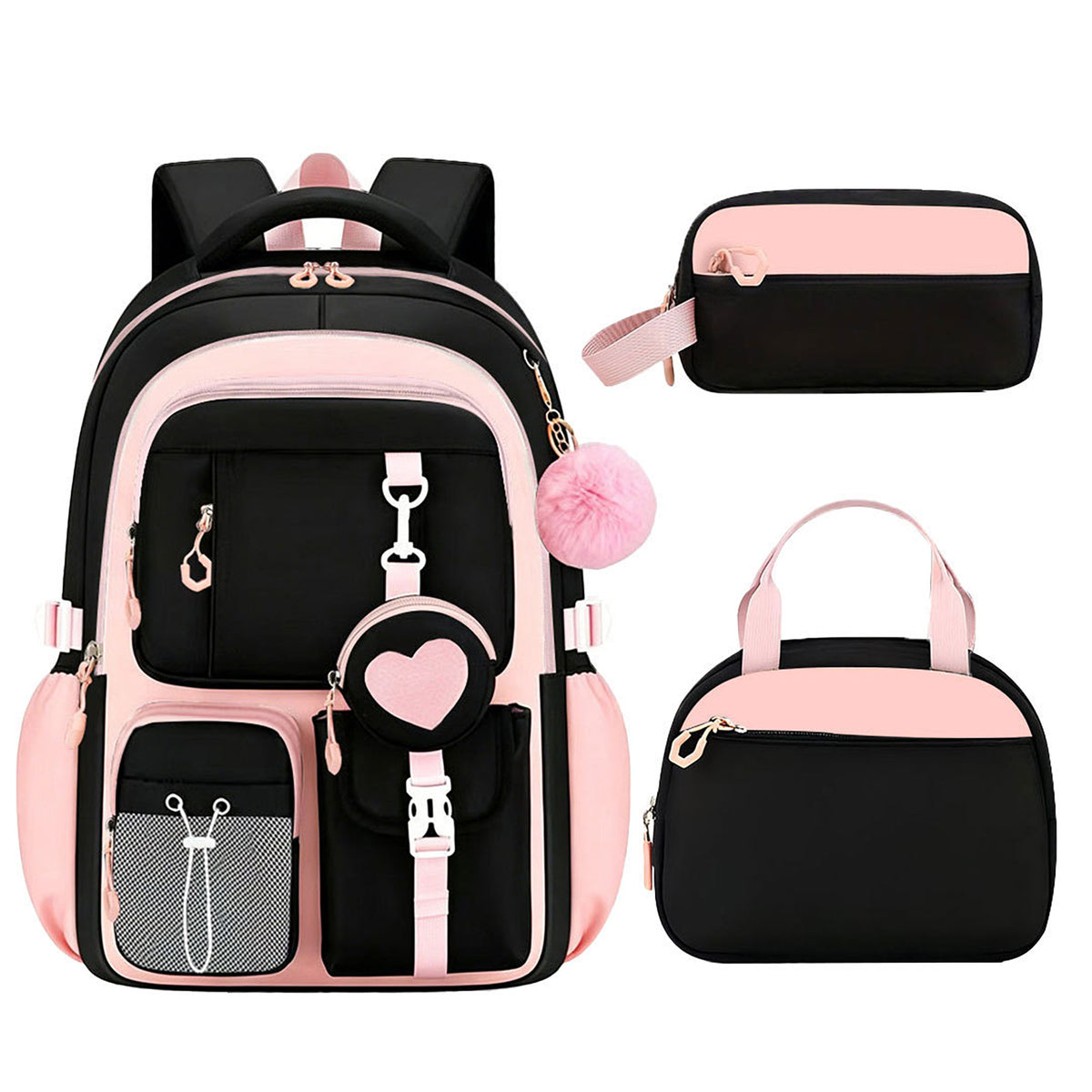 3pc School Backpack Lunch Bag Pencil Case Set