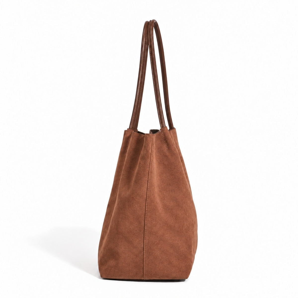 Faux Suede Tote Bag with Removable Zip Pouch and Double Shoulder Handles