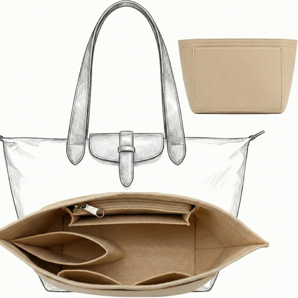Anna-Kaci Women's Tote Bag Organizer Insert with Structured Panels and Interior Pocket