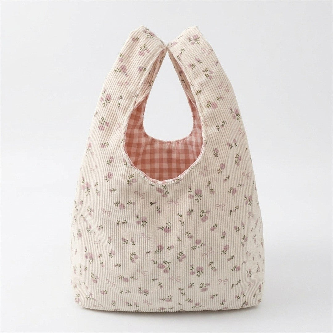 Anna-Kaci Floral Ribbed Knit Hobo Bag Soft Casual Tote Lightweight Everyday Shoulder Bag