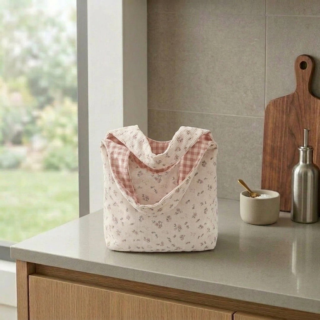 Anna-Kaci Floral Ribbed Knit Hobo Bag Soft Casual Tote Lightweight Everyday Shoulder Bag