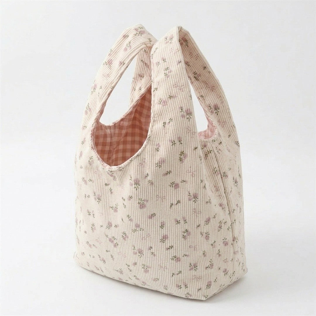 Anna-Kaci Floral Ribbed Knit Hobo Bag Soft Casual Tote Lightweight Everyday Shoulder Bag
