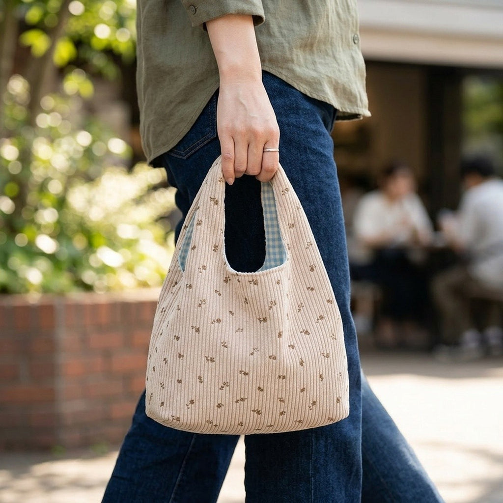 Anna-Kaci Floral Ribbed Knit Hobo Bag Soft Casual Tote Lightweight Everyday Shoulder Bag