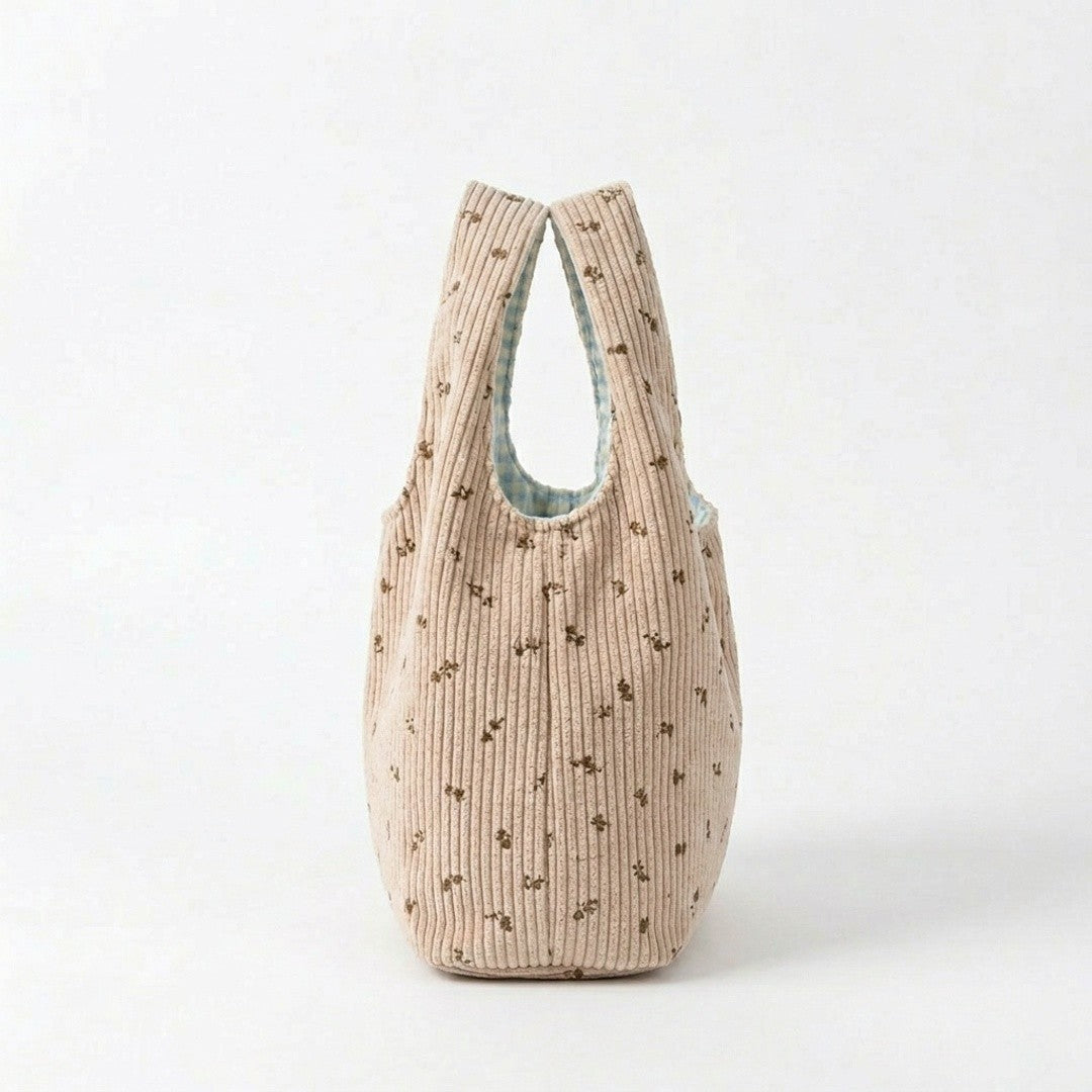 Anna-Kaci Floral Ribbed Knit Hobo Bag Soft Casual Tote Lightweight Everyday Shoulder Bag