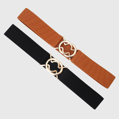Anna-Kaci Women's Stylish Elastic Waist Belt with Golden O - Ring Buckle