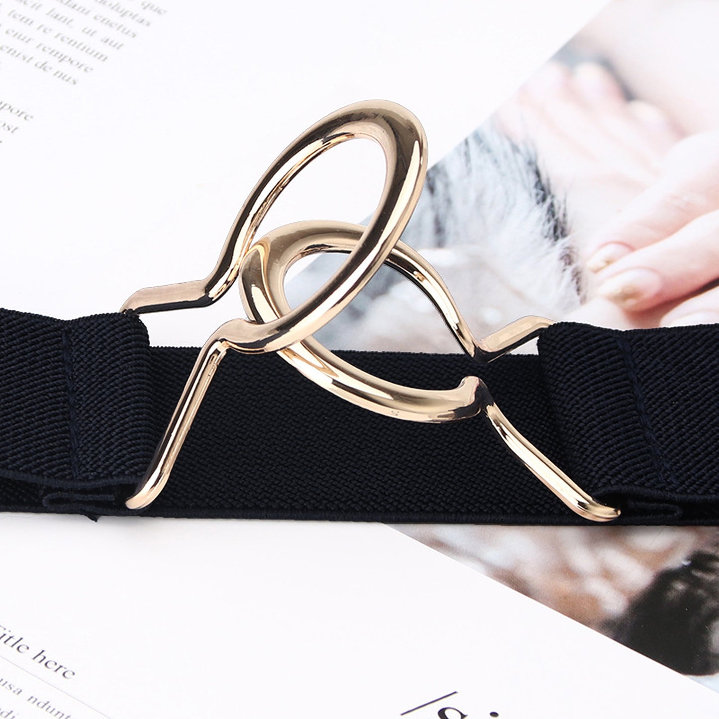 Anna-Kaci Women's Stylish Elastic Waist Belt with Golden O - Ring Buckle