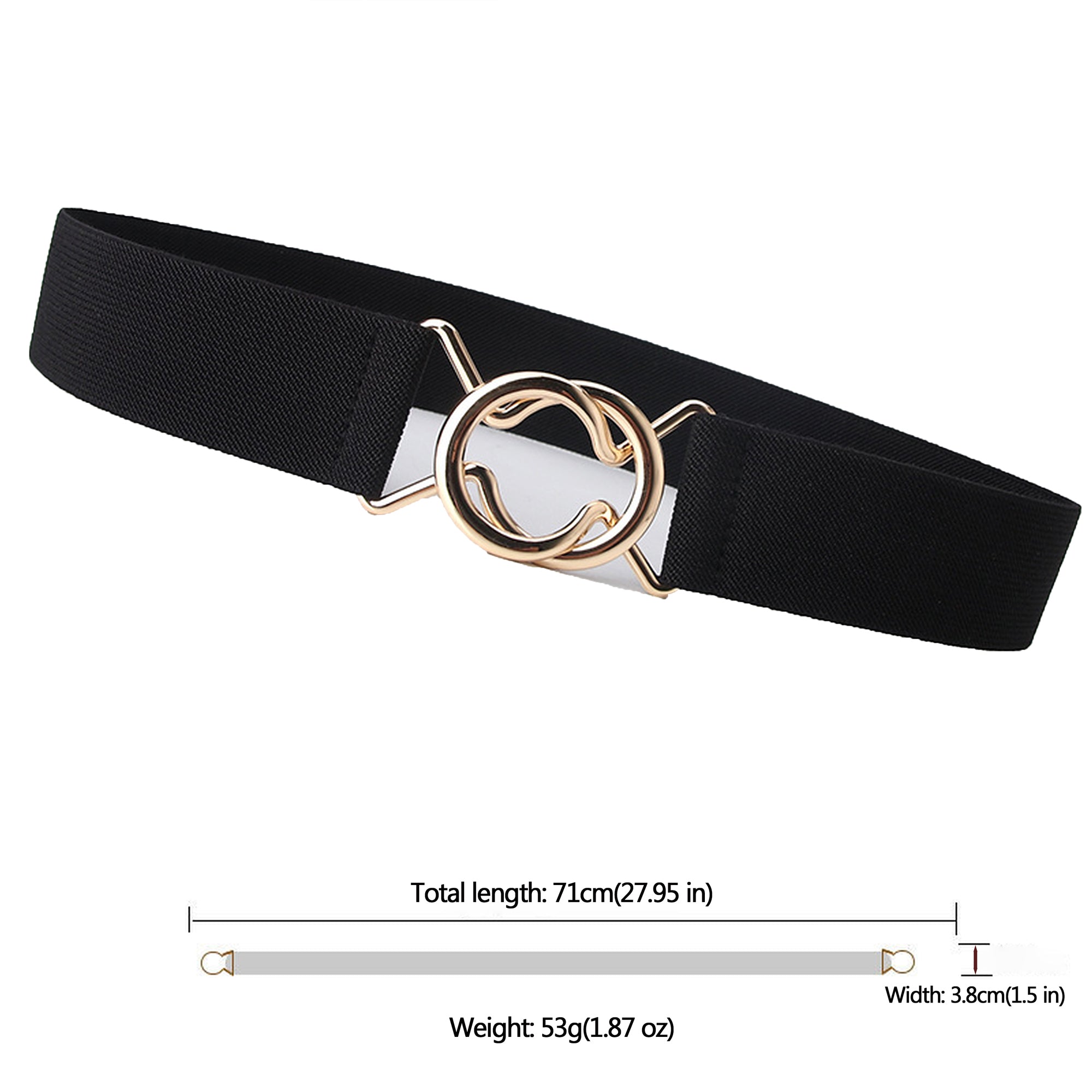 Anna-Kaci Women's Stylish Elastic Waist Belt with Golden O - Ring Buckle