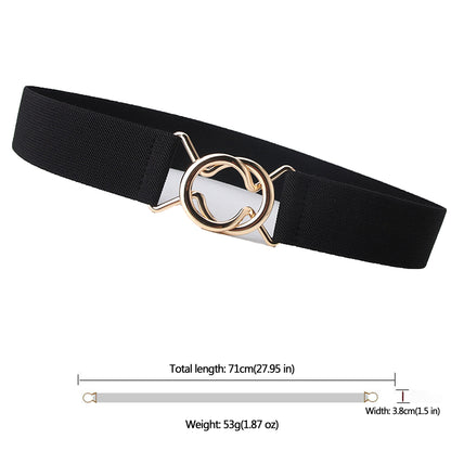 Anna-Kaci Women's Stylish Elastic Waist Belt with Golden O - Ring Buckle