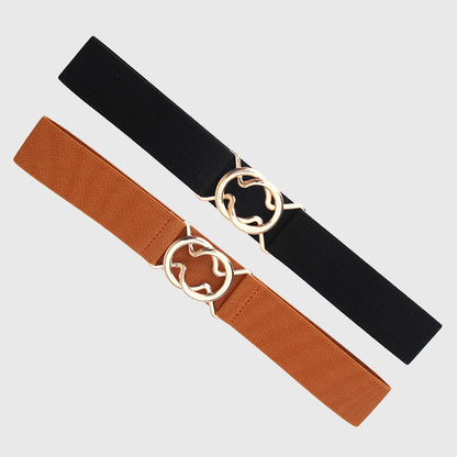 Anna-Kaci Women's Stylish Elastic Waist Belt with Golden O - Ring Buckle