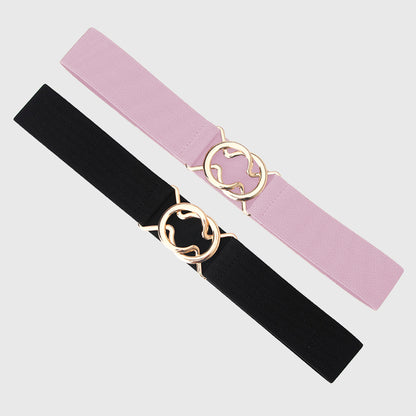 Anna-Kaci Women's Stylish Elastic Waist Belt with Golden O - Ring Buckle