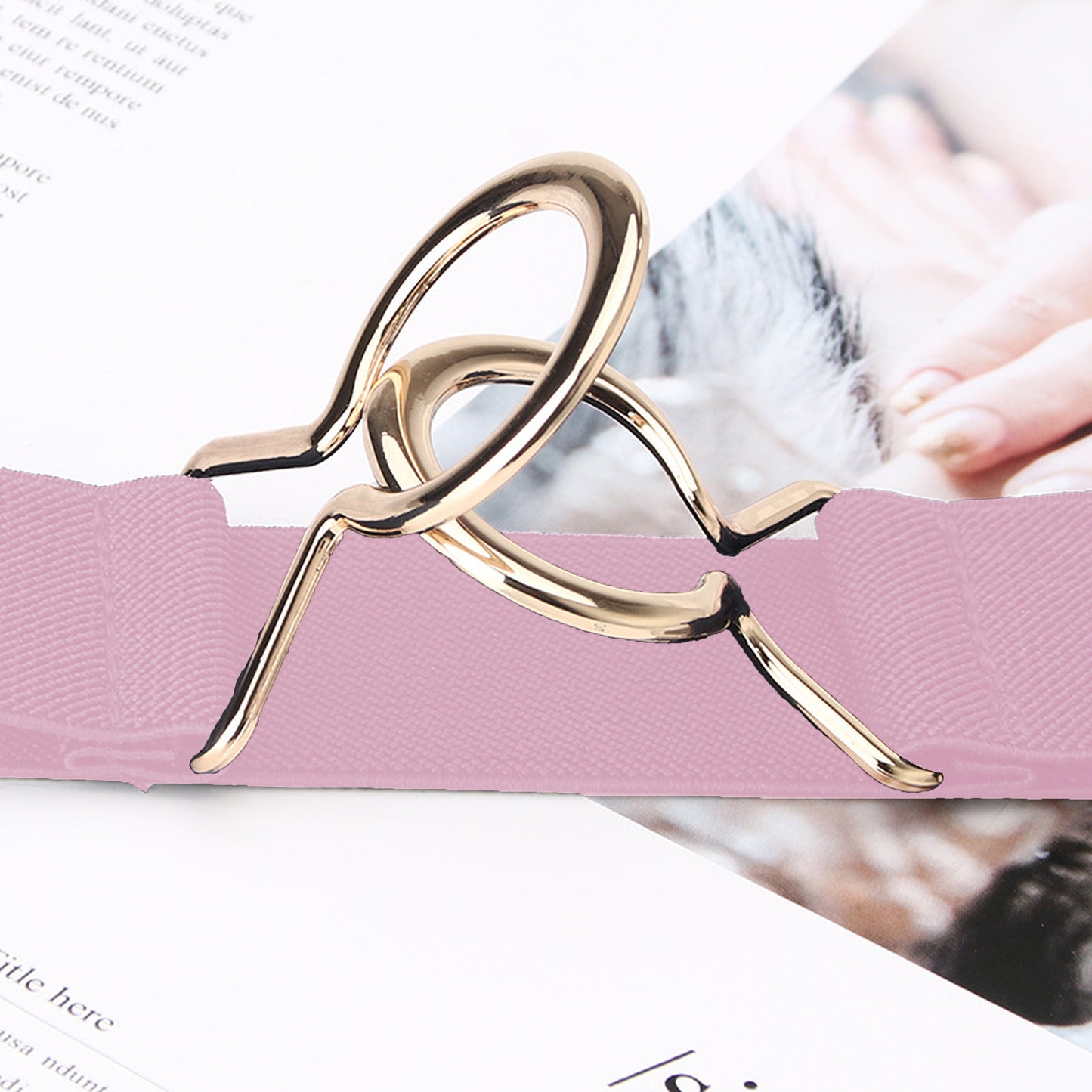 Anna-Kaci Women's Stylish Elastic Waist Belt with Golden O - Ring Buckle