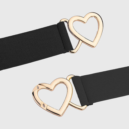 Anna-Kaci Women's Elastic Waist Belt with Gold Heart Buckle