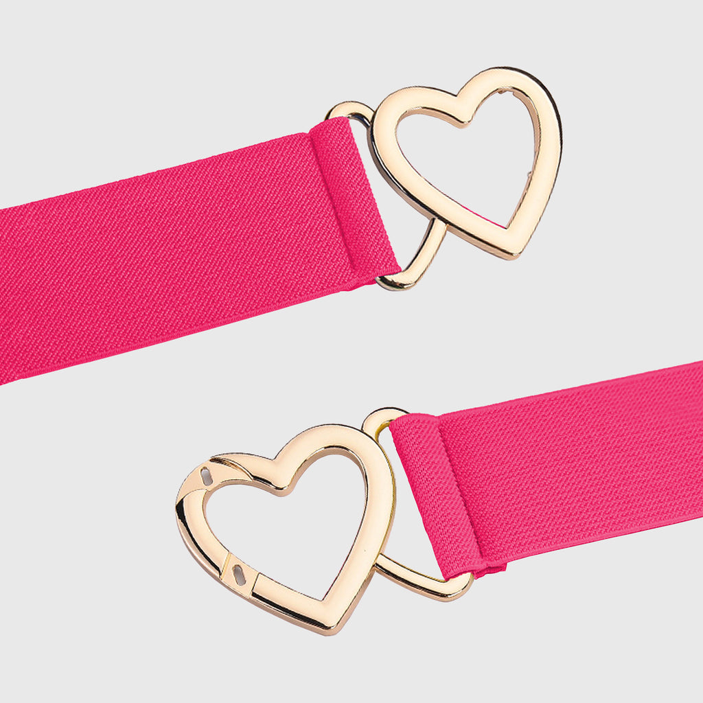Anna-Kaci Women's Elastic Waist Belt with Gold Heart Buckle