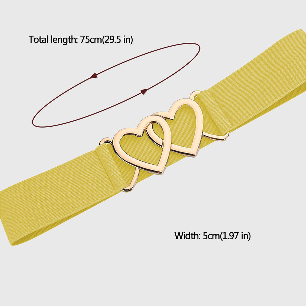 Anna-Kaci Women's Elastic Waist Belt with Gold Heart Buckle