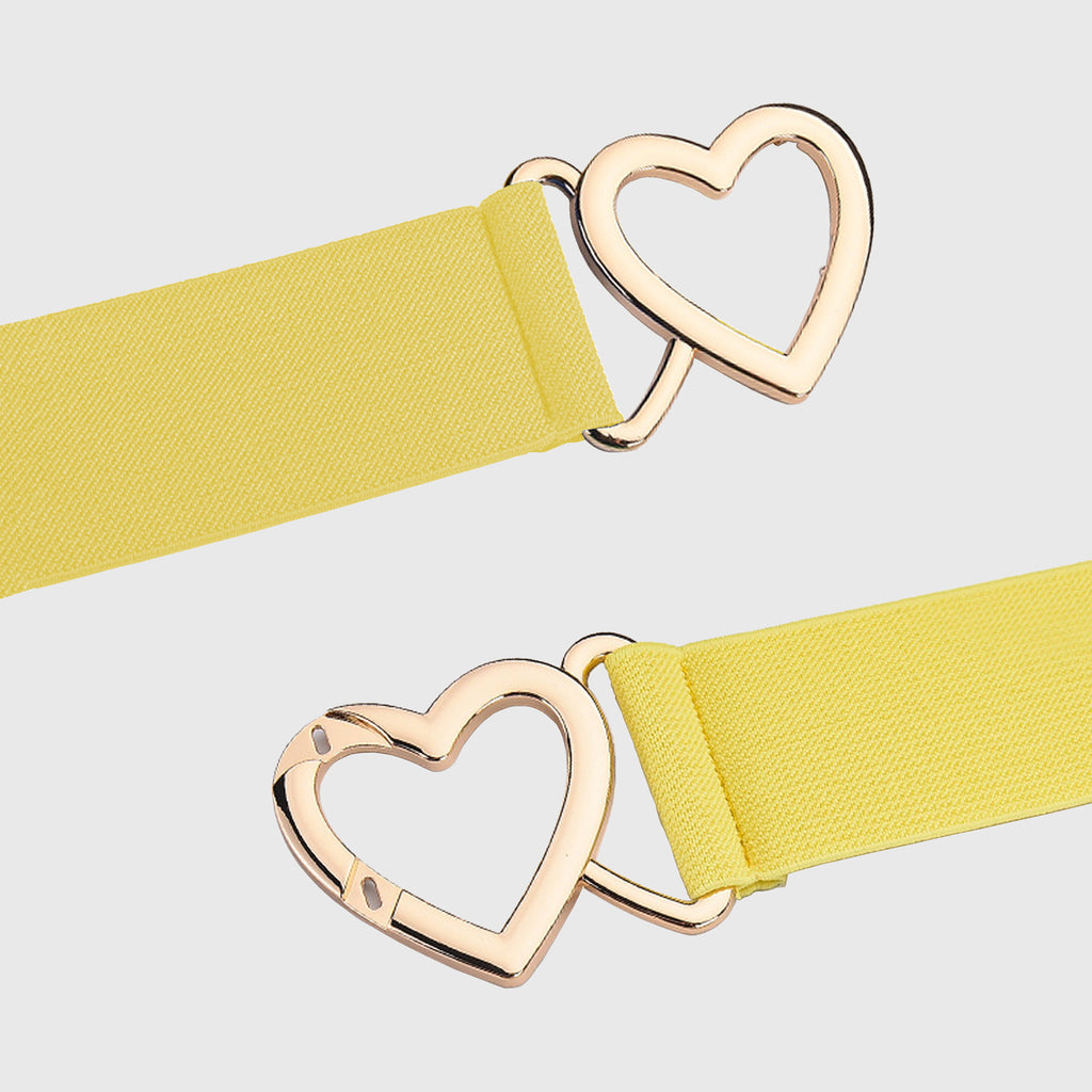 Anna-Kaci Women's Elastic Waist Belt with Gold Heart Buckle