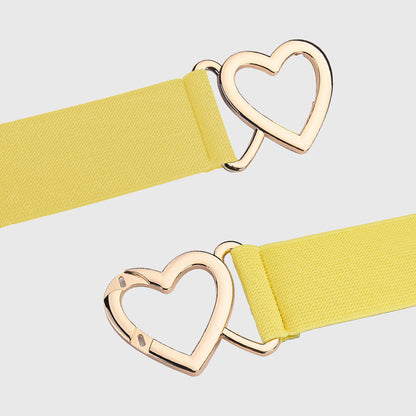 Anna-Kaci Women's Elastic Waist Belt with Gold Heart Buckle