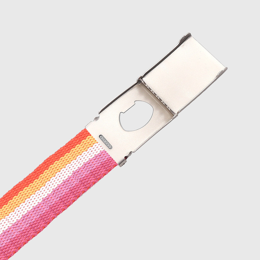 Anna-Kaci Women's Colorful Striped Canvas Belt with Silver Buckle