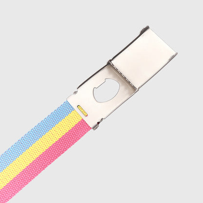 Anna-Kaci Women's Colorful Striped Canvas Belt with Silver Buckle