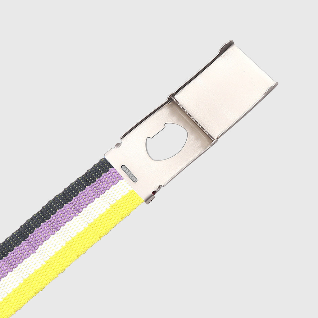 Anna-Kaci Women's Colorful Striped Canvas Belt with Silver Buckle