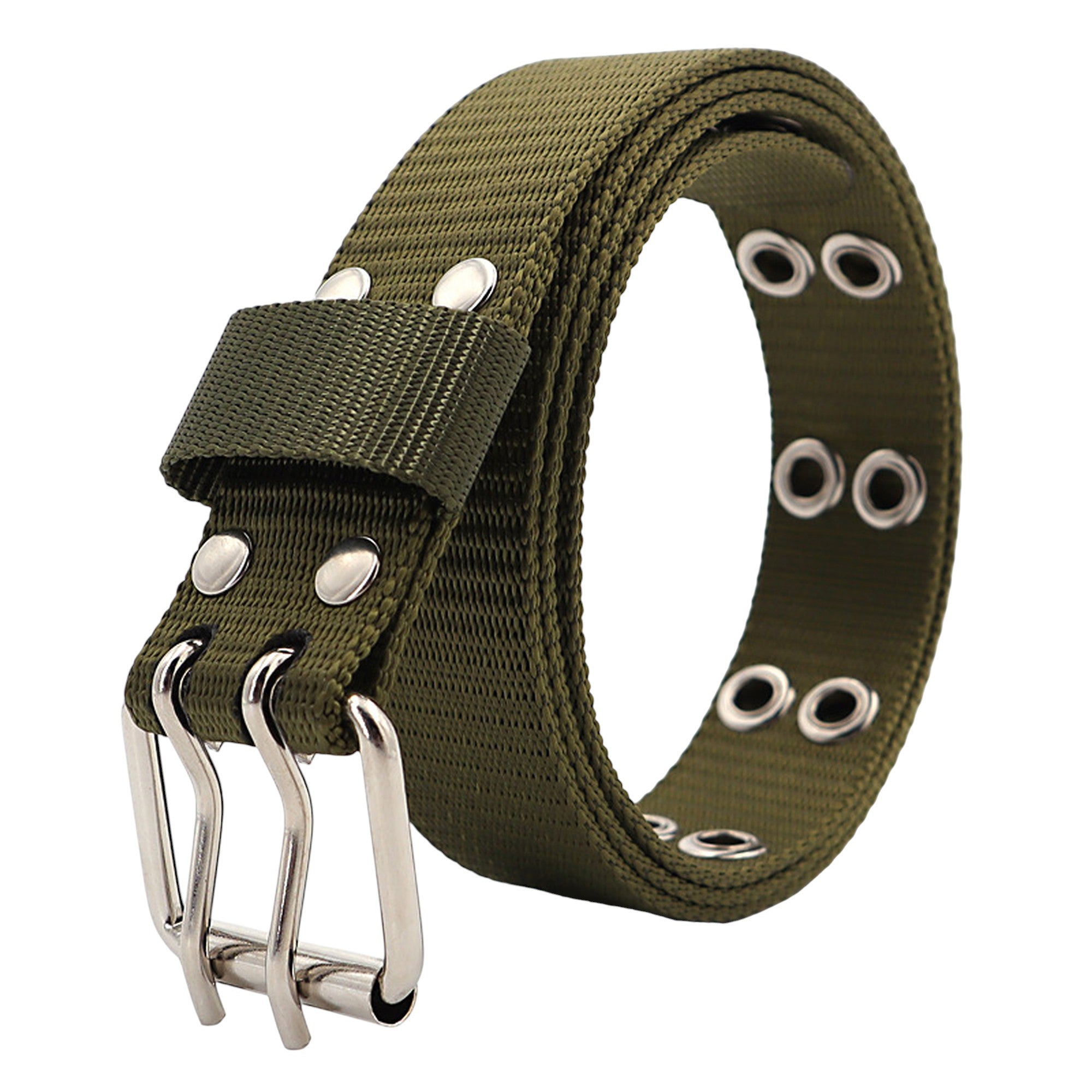 Anna-Kaci Women's Nylon Web Belt with Silver Buckle
