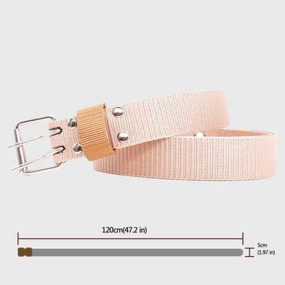 Anna-Kaci Women's Nylon Web Belt with Silver Buckle