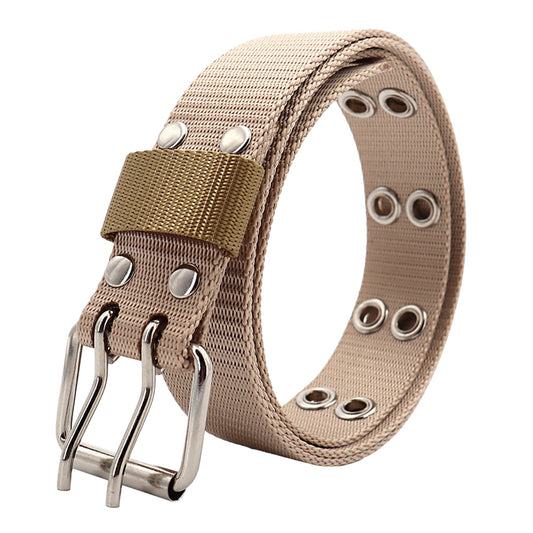 Anna-Kaci Women's Nylon Web Belt with Silver Buckle