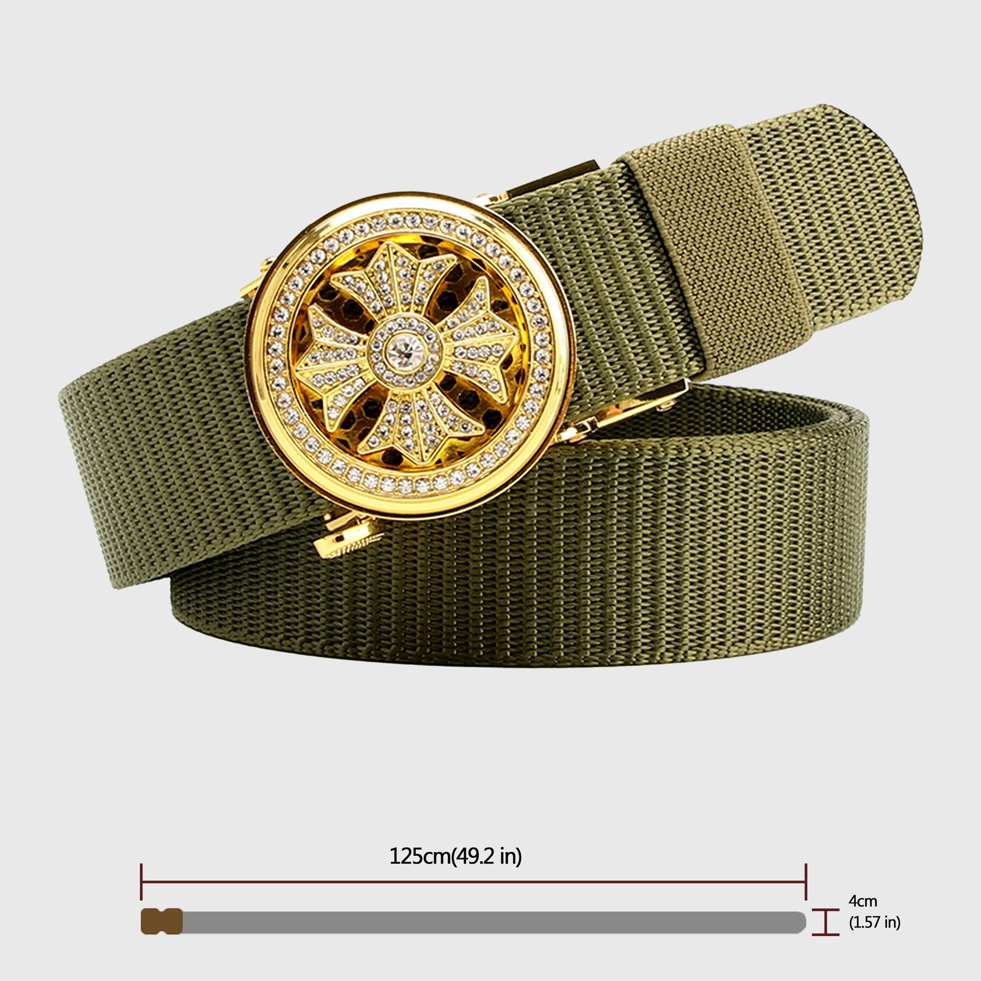 Anna-Kaci Women's Nylon Belt with Rhinestone - Embellished Gold Buckle