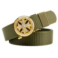 Anna-Kaci Women's Nylon Belt with Rhinestone - Embellished Gold Buckle