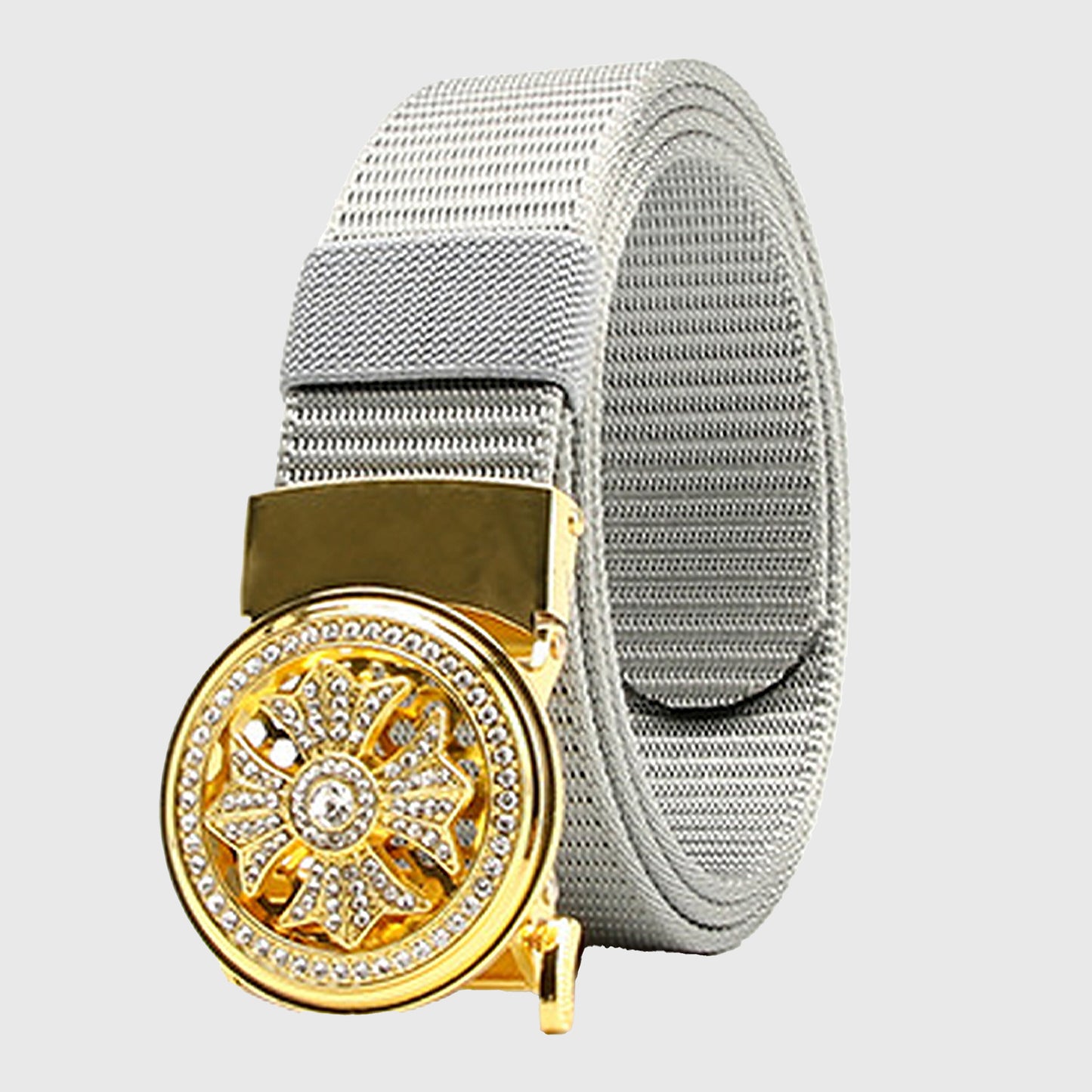 Anna-Kaci Women's Nylon Belt with Rhinestone - Embellished Gold Buckle