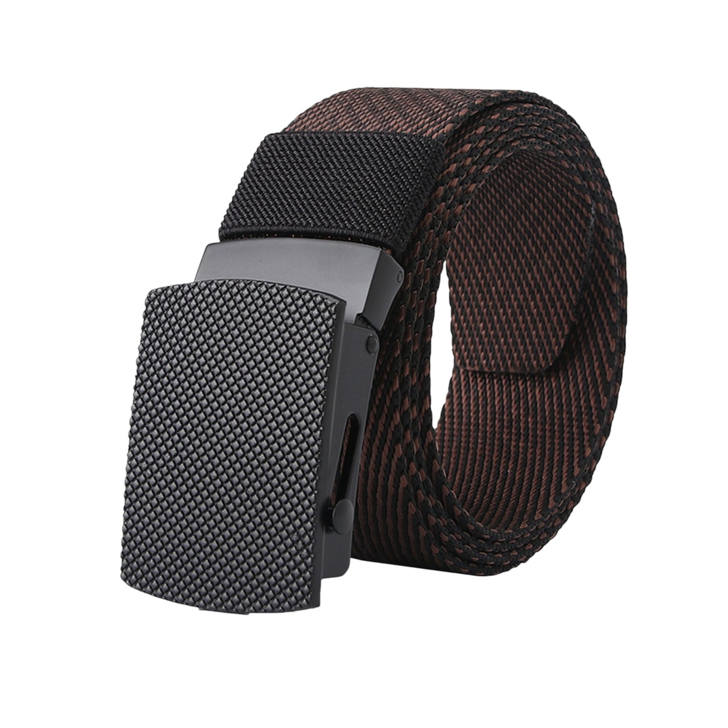 Anna-Kaci Women's Striped Nylon Belt with Textured Buckle