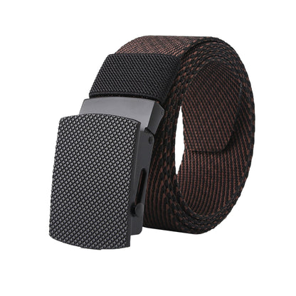 Anna-Kaci Women's Striped Nylon Belt with Textured Buckle