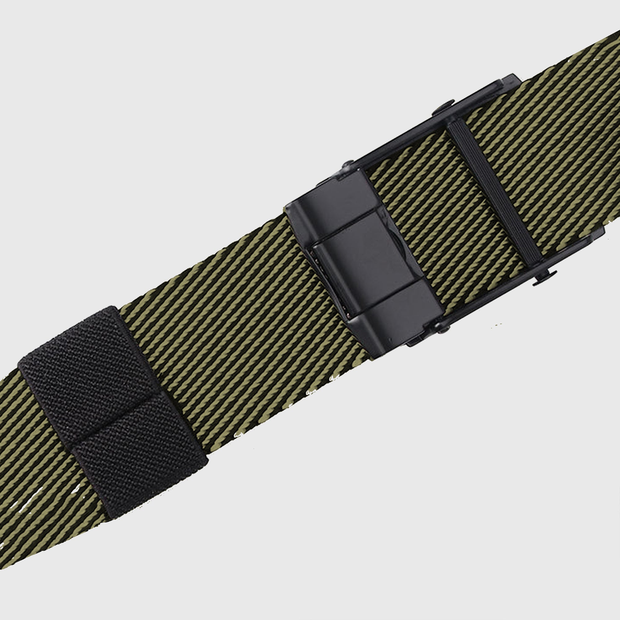 Anna-Kaci Women's Striped Nylon Belt with Textured Buckle