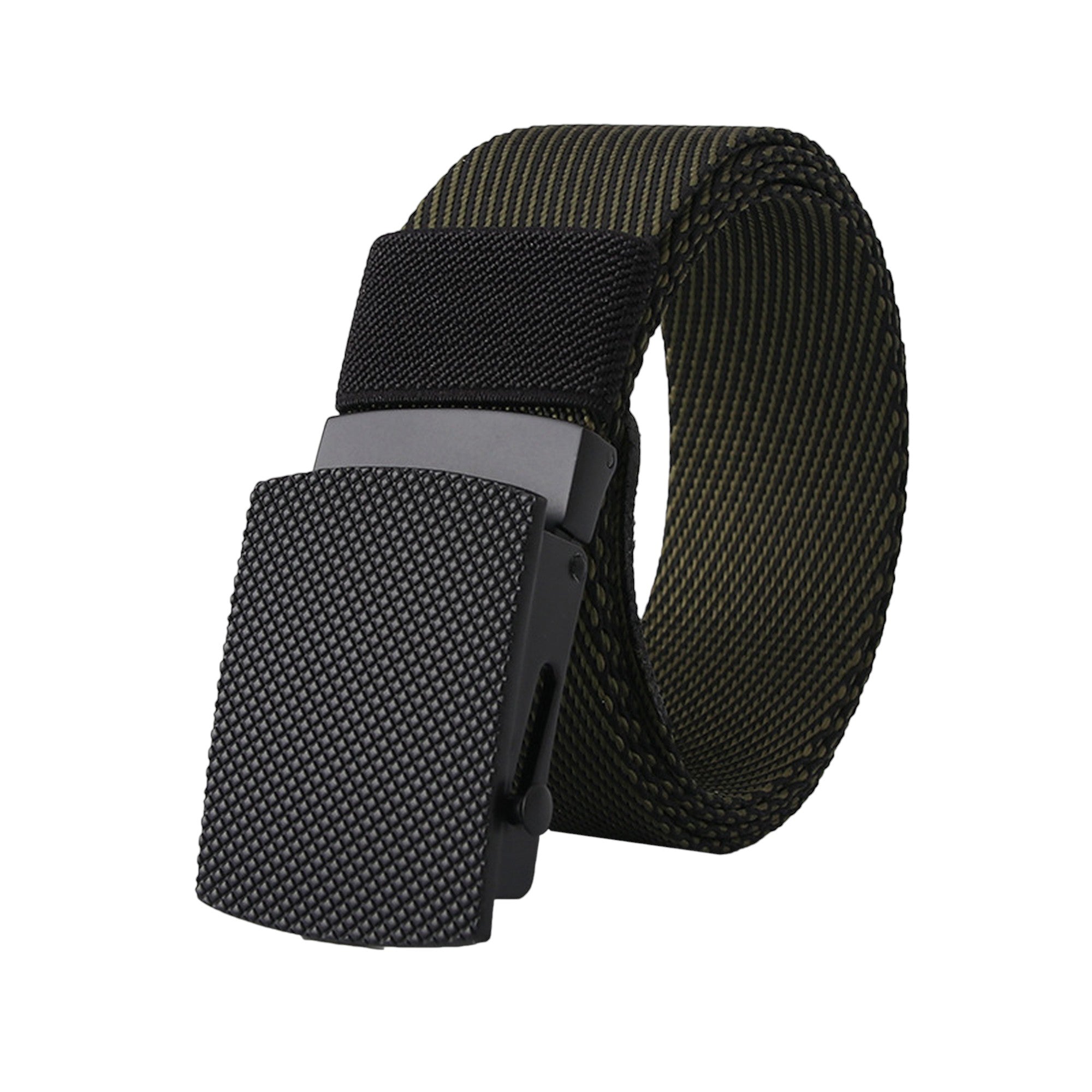 Anna-Kaci Women's Striped Nylon Belt with Textured Buckle