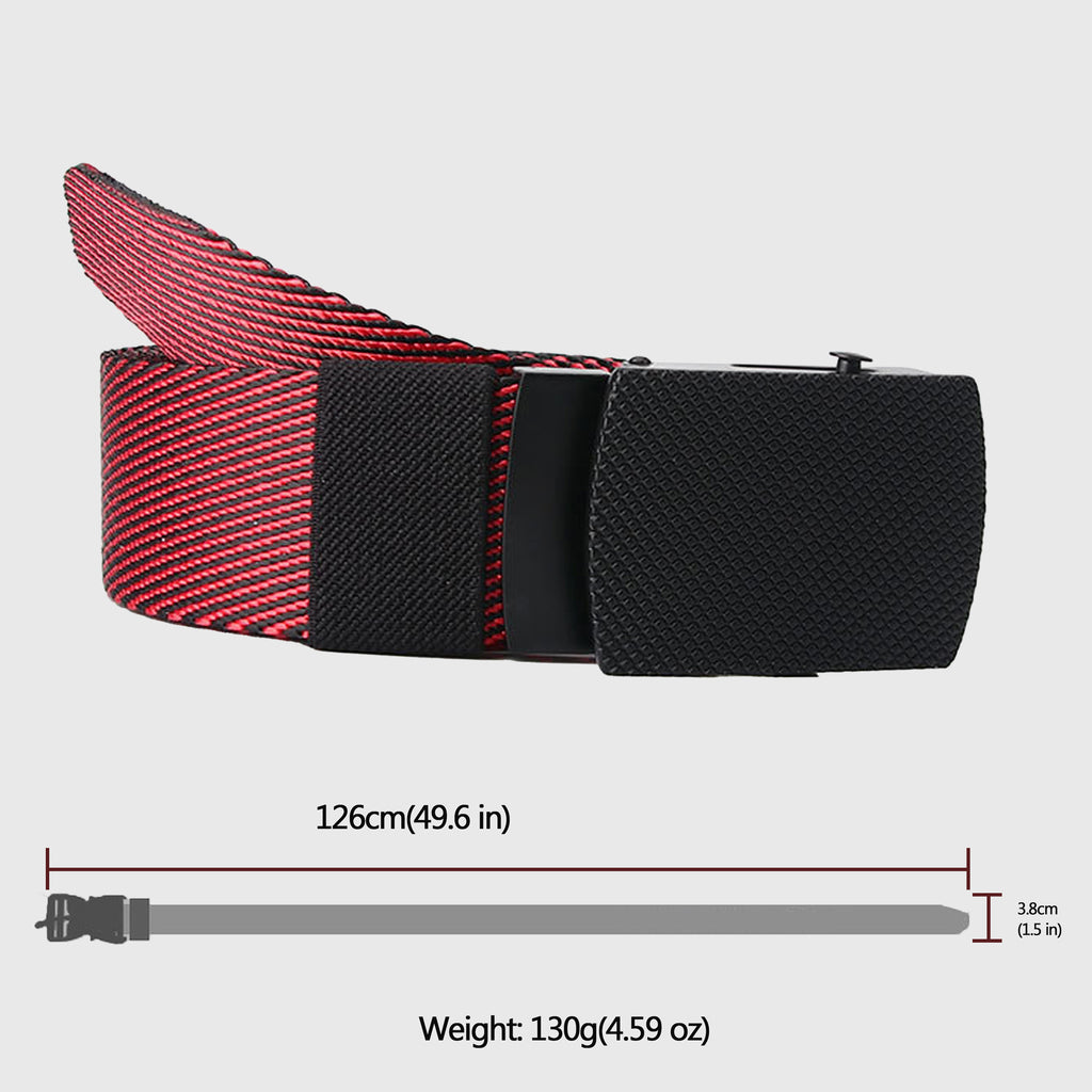Anna-Kaci Women's Striped Nylon Belt with Textured Buckle