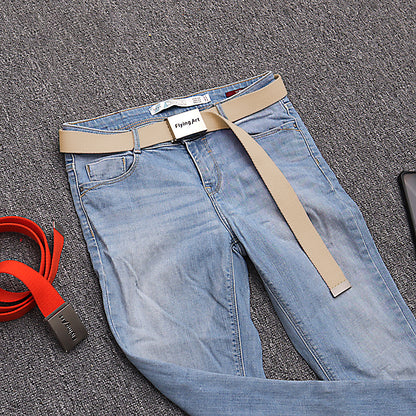 Anna-Kaci Women's Canvas Waist Belt with Metal Buckle