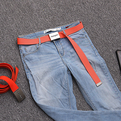 Anna-Kaci Women's Canvas Waist Belt with Metal Buckle