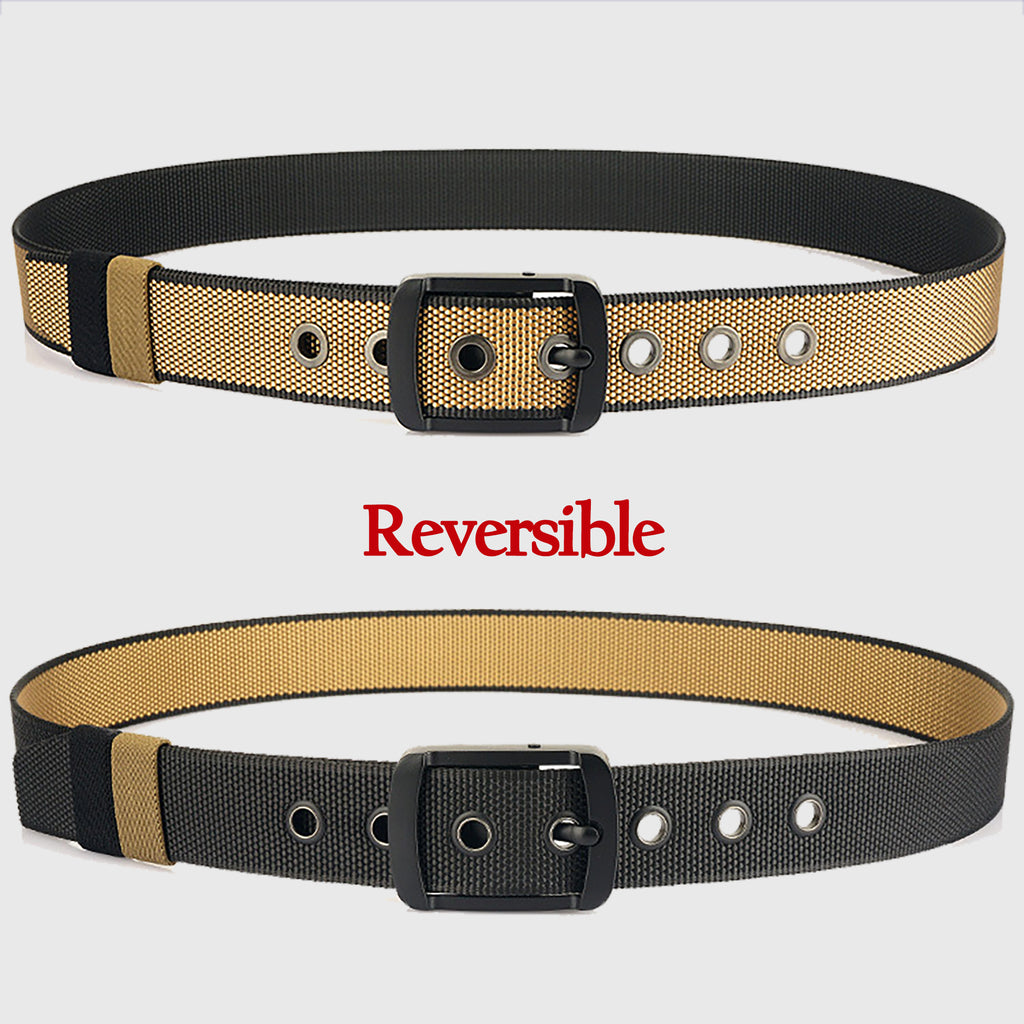 Anna-Kaci Women's Reversible 2-Color Nylon Waist Belt with Zinc Alloy Buckle