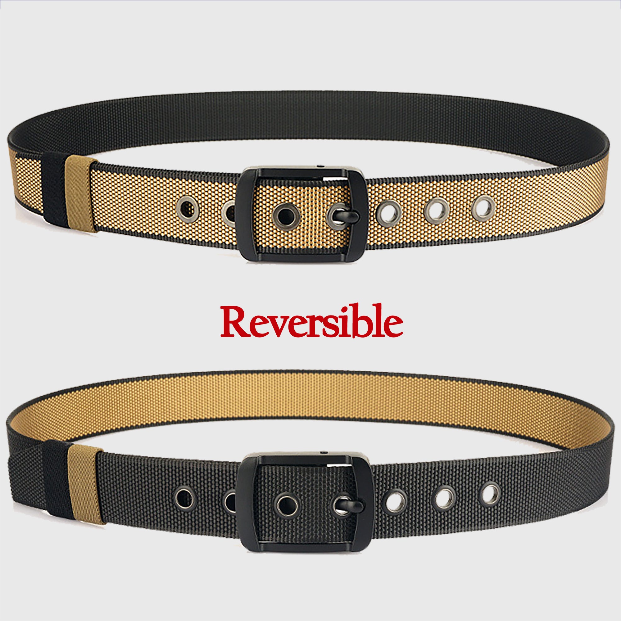 Anna-Kaci Women's Reversible 2-Color Nylon Waist Belt with Zinc Alloy Buckle