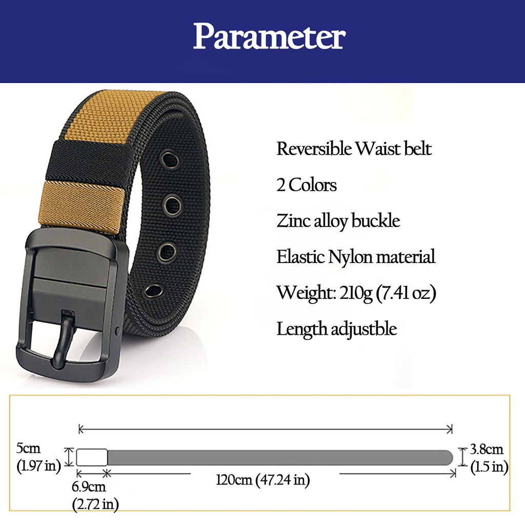 Anna-Kaci Women's Reversible 2-Color Nylon Waist Belt with Zinc Alloy Buckle